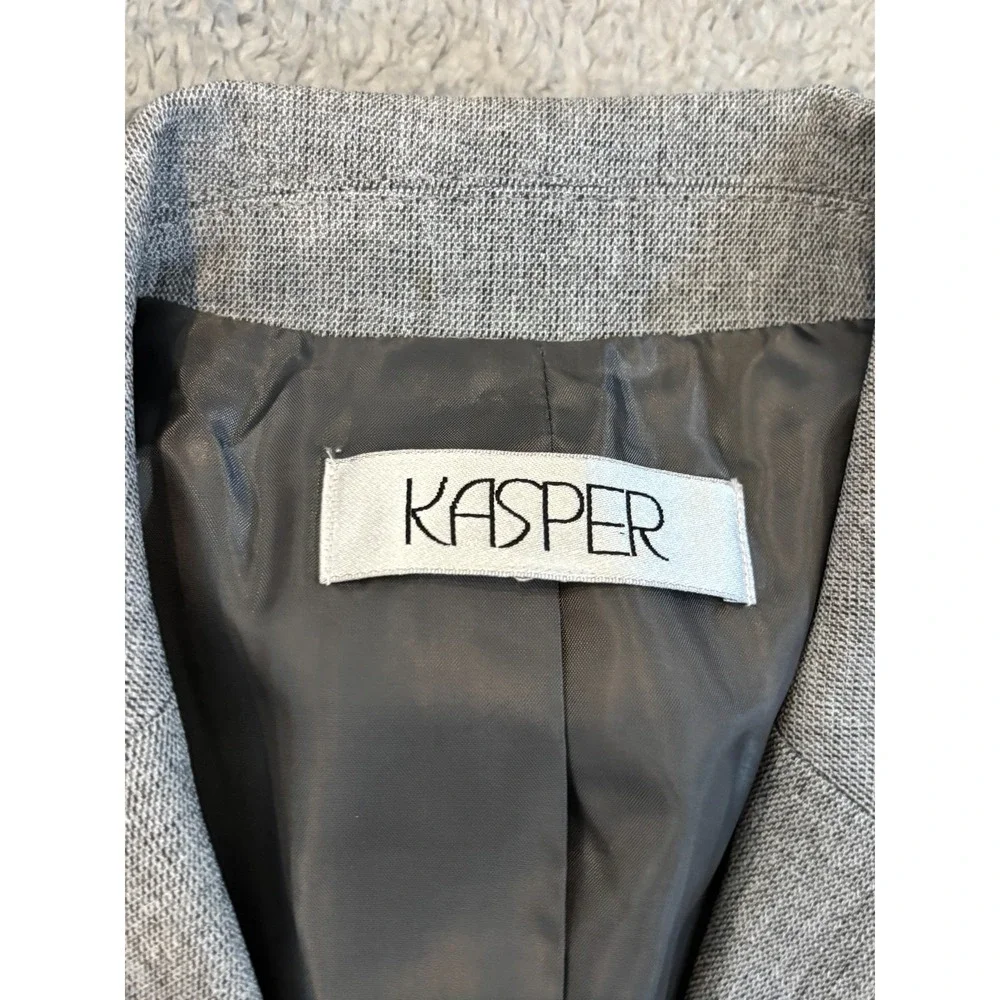 Kasper Blazer Womens S Gray Business Classic Career Workwear Jacket Two Button